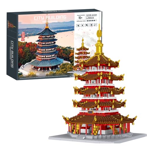 NVOSIYU Architecture Leifeng Pagoda Micro Bausteine, Mini Blocks Chinesisches Architektur-Modell DIY Nano Mini Bausteine Spielzeug Geschenk für Erwachsene, 3235 Stücke von NVOSIYU