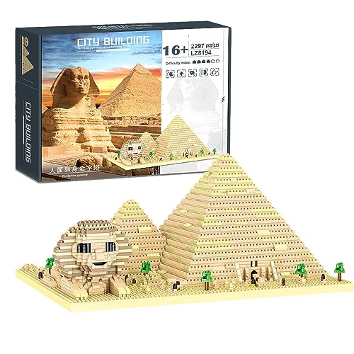 NVOSIYU Architecture The Sphinx Pyramid Mini Bausteine, Mini Blocks Architektur Modell DIY Diamond Blocks Spielzeug Geschenkidee für Erwachsene (2297Pcs) von NVOSIYU