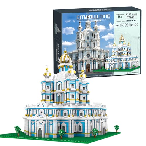 NVOSIYU Smolny-Kirche Micro Bausteine, Mini Blocks Weltberühmtes Architektur-Modell-Spielzeug Mini Bausteine Set für Sammler, Geschenke für Jugendliche und Erwachsene, 3737 Stücke von NVOSIYU