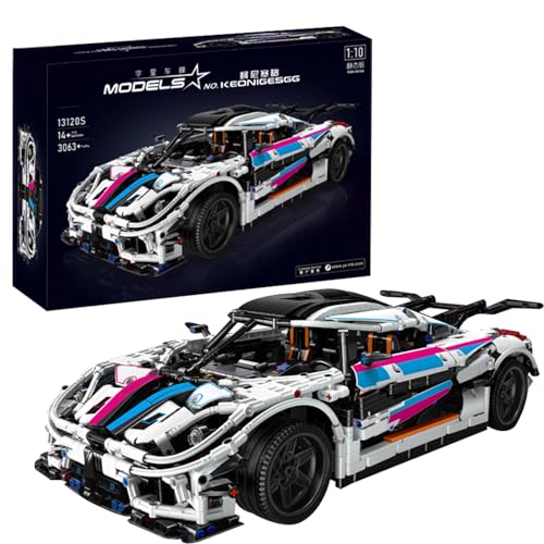 NVOSIYU Technik Sportwagen für Koenigsegg Auto-Modellbausatz, MOC Rennwagen Spielzeug, Erweitertes Sammlerset Auto Bauset, Geschenke für Erwachsene von NVOSIYU