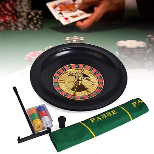 NVYAZJ 10-Zoll-Roulette-Set, Casino-Spiele, Roulette-Drehteller-Set mit 1-2-5-10-25-50 Chips*10, Kleiner Samt-Tischdecke, Kleiner Chip-Stick aus Kunststoff, praktisch, platzsparend von NVYAZJ