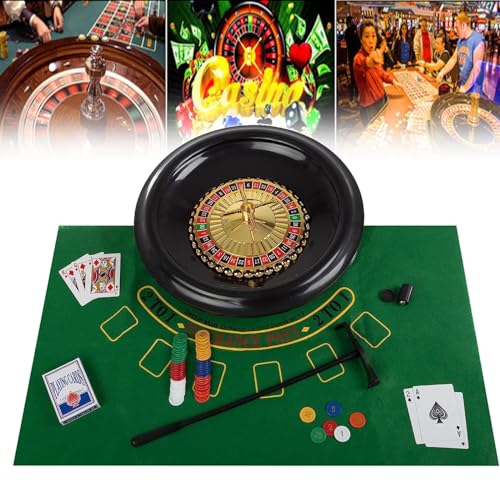 NVYAZJ 16-Zoll-Roulette-Rad-Set, Russisches Roulette-Spiel mit 120 digitalen Chips, 45 x 75 cm, Vliesstoff, doppelseitige Tischdecke, Code-Sammler, 11 x 38 cm, Kunststoff, für einen Spieleabend von NVYAZJ