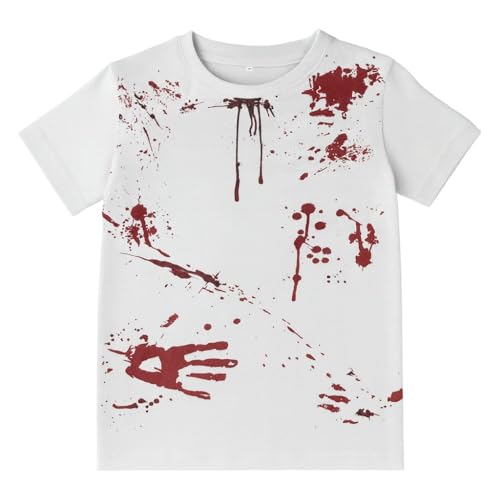Kinder Halloween Blutiges T-Shirt – Zombie Kostüm Oberteil für Jungen mit Blutspritzer Design – Gruseliges Outfit aus Baumwolle, Kurzarm Shirt für Verkleidung, Trick or Treat & Zombie Spiele Kinder Halloween Blutiges T-Shirt – Zombie Kostüm Oberteil für Jungen mit Blutspritzer Design – Gruseliges Outfit aus Baumwolle, Kurzarm Shirt für Verkleidung, Trick or Treat & Zombie Spiele von NW NATIONWEAR