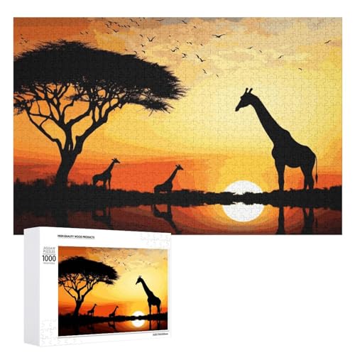 Giraffe Sonnenuntergang-Puzzle, Holzpuzzle, 1000 Stück, personalisiertes Bild, Puzzle, Familiendekoration, Puzzles für Erwachsene, anspruchsvolles Puzzle, Familie, Hochzeit, Abschlussgeschenk Giraffe Sonnenuntergang-Puzzle, Holzpuzzle, 1000 Stück, personalisiertes Bild, Puzzle, Familiendekoration, Puzzles für Erwachsene, anspruchsvolles Puzzle, Familie, Hochzeit, Abschlussgeschenk von NWTRJ