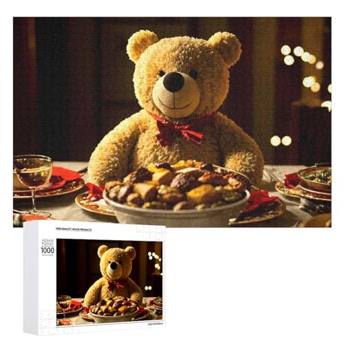 Holzpuzzle mit tanzendem Bär, 1000 Stück, personalisiertes Bild, Puzzle, Familiendekoration, Puzzles für Erwachsene, anspruchsvolles Puzzle, Familie, Hochzeit, Abschlussgeschenk von NWTRJ