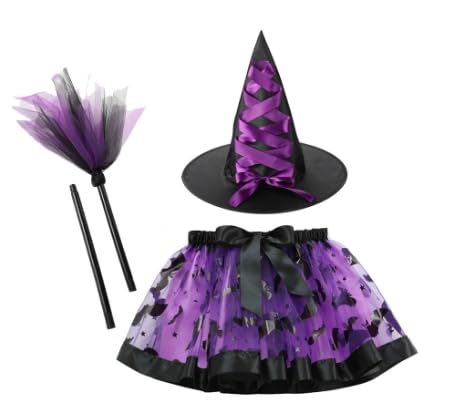 NXPZ 3 Stück Hexenkleid mit Hexe, Poncho und Hexenhut, Hexenbesen, Hexenkostüm, Halloween-Kostüm, Karnevalskleid für Kinder, für 3-12 Jahre NXPZ 3 Stück Hexenkleid mit Hexe, Poncho und Hexenhut, Hexenbesen, Hexenkostüm, Halloween-Kostüm, Karnevalskleid für Kinder, für 3-12 Jahre von NXPZ