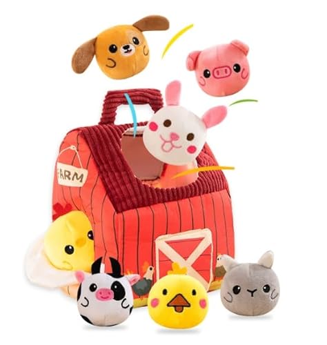 NXPZ Baby-Spielzeug, 0-12 Monate, sensorisches Montessori-Plüschtier, Bauernhof, weich, Rassel, ruhig & frühes Erwachen, Geschenk zur Geburt für Jungen / Mädchen, 3 6 9 Monate, stimuliert Motorik und von NXPZ