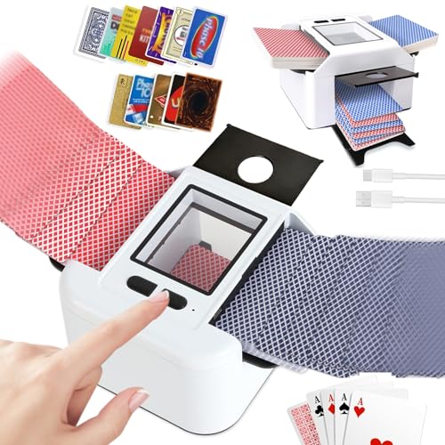 NXPZ Automatischer Kartenspielmischer, Elektrischer Mischer für 1-2 Kartenspiele, Automatischer und manueller Modus, Wiederaufladbar mit 2000 mAh, Leise, Geeignet für Poker, UNO, Blackjack, Skip-BO von NXPZ