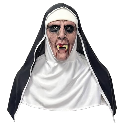 NXPZ Halloween Horror Nonnen Maske, Gruselige Echt wirkende Nonnen Maske mit Kopftuch für Halloween Partys, Kostümfeste und Cosplay Requisiten, Unisex für Erwachsene und Jugendliche NXPZ Halloween Horror Nonnen Maske, Gruselige Echt wirkende Nonnen Maske mit Kopftuch für Halloween Partys, Kostümfeste und Cosplay Requisiten, Unisex für Erwachsene und Jugendliche von NXPZ