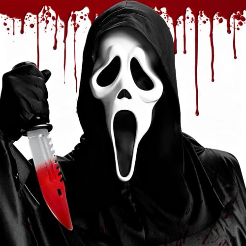 NXPZ Halloween Horror Scream Maske, Ghost Face Maske, mit Spielzeug Messer Zubehör, für Kinder und Erwachsene, Geeignet für Rollenspiel, Halloween Partys, Gruselhaus Dekoration und Karneval NXPZ Halloween Horror Scream Maske, Ghost Face Maske, mit Spielzeug Messer Zubehör, für Kinder und Erwachsene, Geeignet für Rollenspiel, Halloween Partys, Gruselhaus Dekoration und Karneval von NXPZ