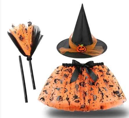 NXPZ Hifot Kostüm Hexe, Mädchen, Kürbis, Rock, Tutu und Hut, Hexe, Besen, Hexe, Kostüm, Hexe, Kinder, Kostüm, Halloween, Karneval, für 3-12 Jahre NXPZ Hifot Kostüm Hexe, Mädchen, Kürbis, Rock, Tutu und Hut, Hexe, Besen, Hexe, Kostüm, Hexe, Kinder, Kostüm, Halloween, Karneval, für 3-12 Jahre von NXPZ