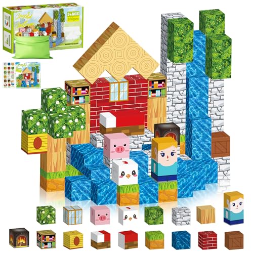 NXPZ Magnetische Bausteine, 100 Pcs Magnetisches Bauset für Kinder, Kreatives Montessori Lernspielzeug, STEM Sensorikspielzeug für Kinder ab 3 Jahren, Geschenk für Jungen und Mädchen NXPZ Magnetische Bausteine, 100 Pcs Magnetisches Bauset für Kinder, Kreatives Montessori Lernspielzeug, STEM Sensorikspielzeug für Kinder ab 3 Jahren, Geschenk für Jungen und Mädchen von NXPZ
