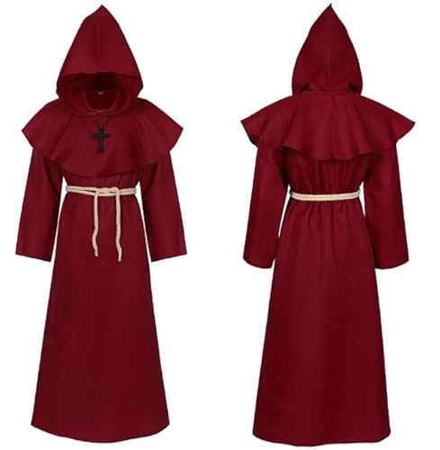 NXPZ Mönch-Kostüm, Erwachsenenkostüm, mittelalterliches Renaissance-Kleid mit Kapuze, Gürtel und Kreuz, Halloween-Kostüm, Priesterkleid für Halloween Cosplay Karneval NXPZ Mönch-Kostüm, Erwachsenenkostüm, mittelalterliches Renaissance-Kleid mit Kapuze, Gürtel und Kreuz, Halloween-Kostüm, Priesterkleid für Halloween Cosplay Karneval von NXPZ