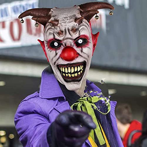 NXTFNRNX Horror Bell Clown Cosplay Kopfbedeckung Jingle Clown Cosplay Maske Cos Halloween Böser Teufel Gesicht Kopfbedeckung für Karneval Kostüm Party Requisiten NXTFNRNX Horror Bell Clown Cosplay Kopfbedeckung Jingle Clown Cosplay Maske Cos Halloween Böser Teufel Gesicht Kopfbedeckung für Karneval Kostüm Party Requisiten von NXTFNRNX