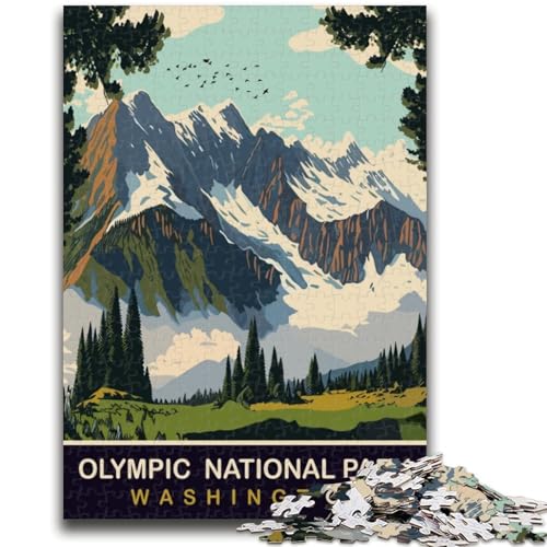 1000-teiliges Puzzle Olympic National Park für Erwachsene, Lernspiele, DIY-Spielzeug mit passendem Poster und Quizblatt, für Kinder ab 14 Jahren, 1000 Teile (26x38cm) von NYANBFKEA