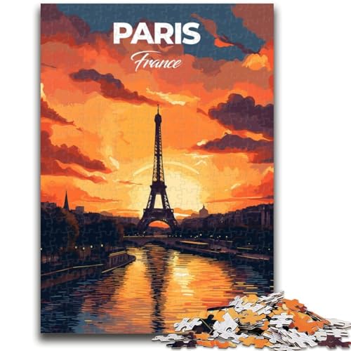 1000-teiliges Puzzle mit Paris-Reisedruck für Erwachsene, Lernspiele, DIY-Spielzeug mit passendem Poster und Quizblatt für Kinder ab 14 Jahren, 1000 Teile (50x75cm) von NYANBFKEA