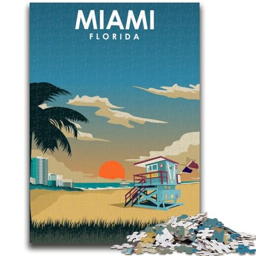 1000-teiliges Puzzle mit Reisedruck von Miami, Florida, für Erwachsene und Jugendliche, pädagogisches Spielzeug zum Stressabbau, ganze Familie, 1000 Teile (50x75cm) von NYANBFKEA
