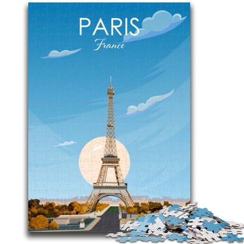 1000-teiliges Puzzle mit Reisedruck von Paris, Frankreich, für Erwachsene, Geschenke, Lernspiele, Herausforderungsspielzeug, Geburtstagsgeschenk, Geschenke, Wandkunst, 1000 Teile (50x75cm) von NYANBFKEA