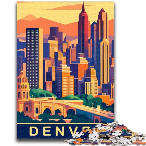 1000-teiliges Puzzle mit Skyline von Denver als Geschenk für Teenager, pädagogisches Spielzeug zum Stressabbau, ganze Familie, 1000 Teile (26x38cm) von NYANBFKEA