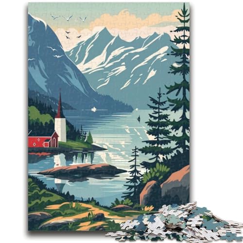 1000-teiliges Puzzle mit norwegischer Landschaft als Geschenk für Teenager, perfekt für Spieleabende, buntes Spielzeug als Geschenk für zu Hause, 1000 Teile (50x75cm) von NYANBFKEA
