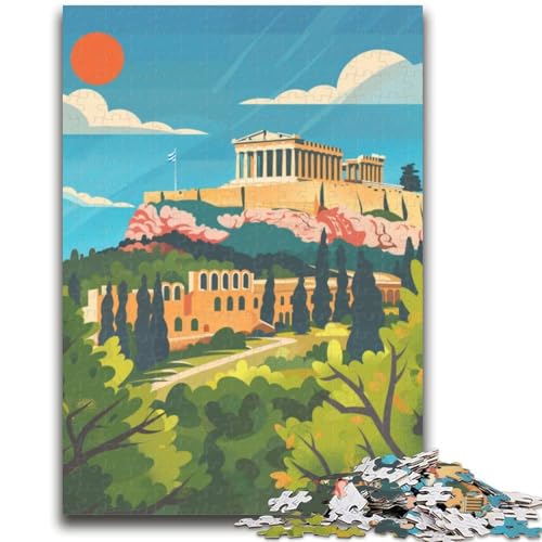 Akropolis-Athen-Illustrations-Puzzle für Teenager, 1000 Teile, anspruchsvolles Spiel und Familienspiel mit passendem Poster und Quizblatt, 1000 Teile (26x38cm) von NYANBFKEA