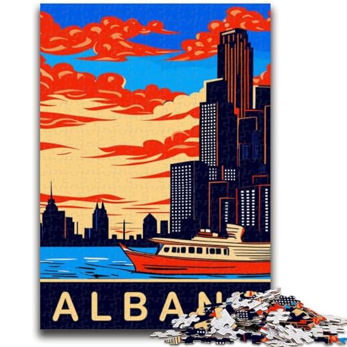 Albany vom Hudson River, 1000-teiliges Puzzle für Erwachsene, Geschenke für Lernspiele, Herausforderungsspielzeug, Geburtstagsgeschenk, Geschenke, Wandkunst, 1000 Teile (26x38cm) von NYANBFKEA