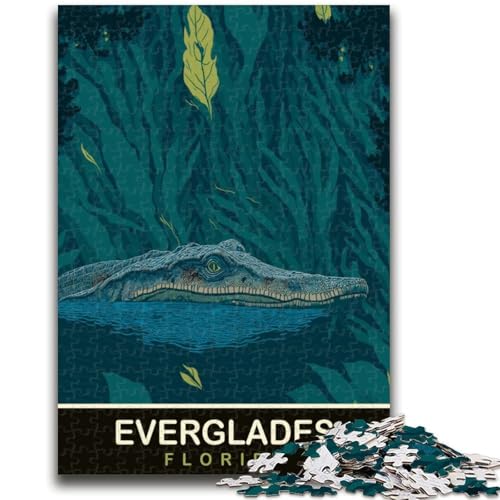 Alligator in Everglades Puzzle 1000 Teile für Teenager-Geschenke, perfekt für Spieleabende, buntes Spielzeug als Geschenk für zu Hause, 1000 Teile (26x38cm) von NYANBFKEA