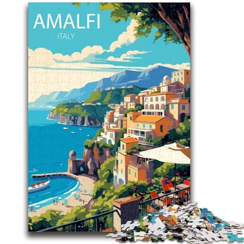Amalfi 1000-teiliges Puzzle für Erwachsene, Lernspiele, DIY-Spielzeug mit passendem Poster und Quizblatt, für Kinder ab 14 Jahren, 1000 Teile (26x38cm) von NYANBFKEA