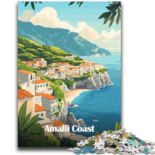 Amalfiküste, Italien, Puzzle für Erwachsene und Jugendliche, 1000 Teile, Lernspiele, DIY-Spielzeug mit passendem Poster und Quizblatt, für Kinder ab 14 Jahren, 1000 Teile (50x75cm) von NYANBFKEA