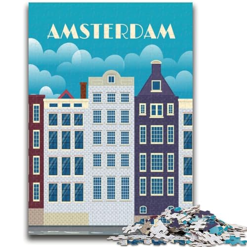 Amsterdam, Niederlande, 1000-teiliges Puzzle für Teenager, Geschenke, perfekt für Spieleabende, buntes Spielzeug als Geschenk für zu Hause, 1000 Teile (26x38cm) von NYANBFKEA