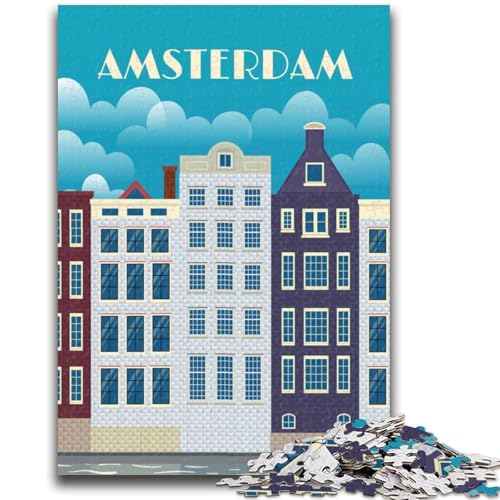 Amsterdam, Niederlande, Puzzle für Teenager, 1000 Teile, anspruchsvolles Spiel und Familienspiel mit passendem Poster und Quizblatt, 1000 Teile (50x75cm) von NYANBFKEA