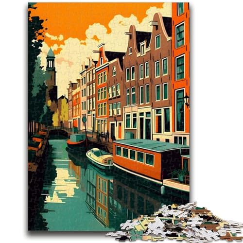 Amsterdam CANALS 1000-teiliges Puzzle für Erwachsene und Jugendliche, pädagogisches Spielzeug zum Stressabbau, ganze Familie, 1000 Teile (50x75cm) von NYANBFKEA