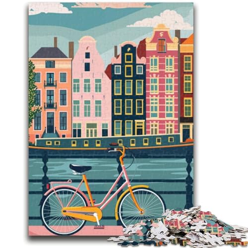 Amsterdam Canal Bike 1000-teiliges Puzzle für Teenager, Geschenke, perfekt für Spieleabende, buntes Spielzeug als Geschenk für zu Hause, 1000 Teile (26x38cm) von NYANBFKEA