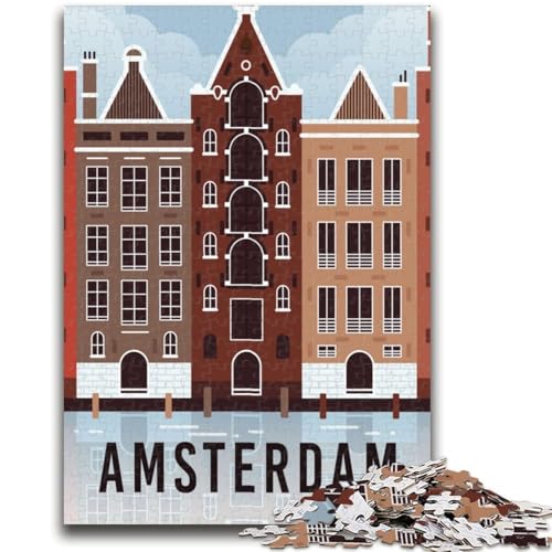 Amsterdam Niederlande Puzzle 1000 Teile für Teenager, anspruchsvolles Spielspielzeug, Wanddekoration, einzigartige Geburtstags, 1000 Teile (50x75cm) von NYANBFKEA