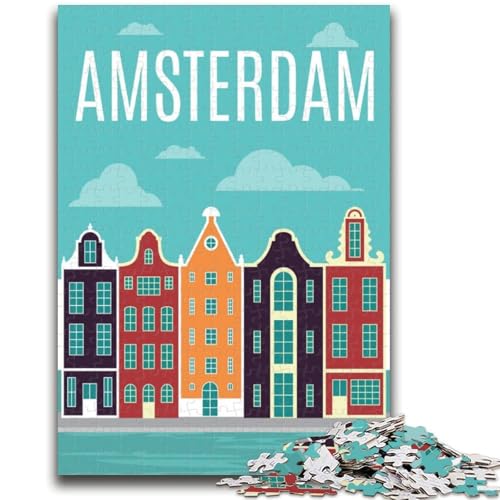 Amsterdam Niederlande Puzzle 1000 Teile für Teenager Geschenke, Perfekt für Spieleabende, Buntes Spielzeug für Zuhause Geschenk 1000pcs (26x38cm) von NYANBFKEA