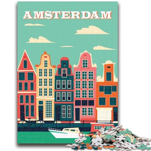 Amsterdam Niederlande Puzzle für Erwachsene 1000 Teile, anspruchsvolles Spiel und Lernspiel für die ganze Familie zum Geburtstag, Weihnachten 1000 Teile (26x38cm) von NYANBFKEA