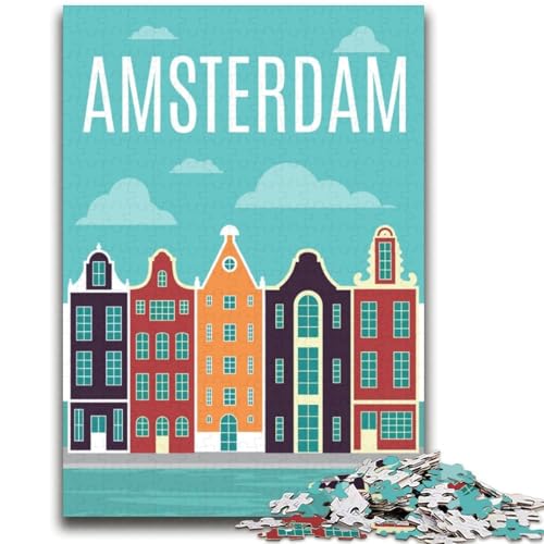 Amsterdam Niederlande Puzzle für Erwachsene 2000 Teile, Spielzeug Lernspiele Stressabbau Wichtelgeschenke für Kinder ab 14 Jahren 2000 Teile (70x100cm) von NYANBFKEA