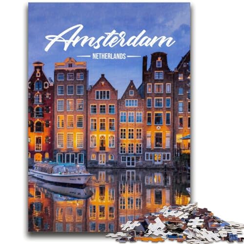 Amsterdam Puzzle 1000 Teile für Erwachsene und Jugendliche, anspruchsvolles Spiel und Familienspiel, Geburtstagsgeschenk, Geschenke, Wandkunst, 1000 Teile (50x75cm) von NYANBFKEA