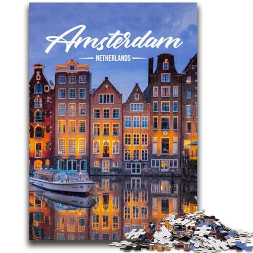 Amsterdam Puzzle für Erwachsene, 1000 Teile, schwierig, lustige Spiele für die ganze Familie, lustige Aktivitäten zu Hause, Geburtstagsgeschenk, Reisegeschenke, 1000 Teile (26x38cm) von NYANBFKEA