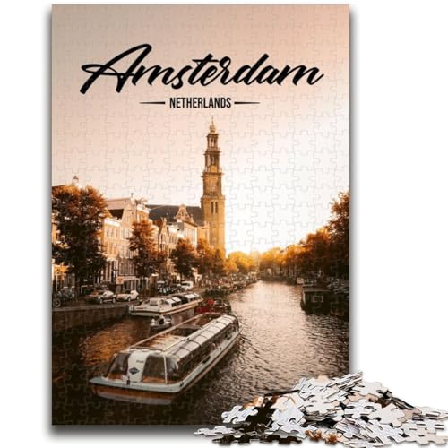 Amsterdam Puzzle für Teenager, 1000 Teile, Lernspielzeug, Familienspiele mit passendem Poster und Quizblatt, 1000 Teile (26x38cm) von NYANBFKEA