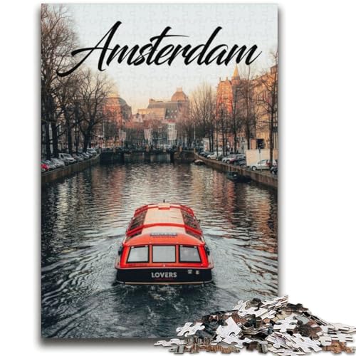 Amsterdam Puzzle für Teenager, 2000 Teile, Lernspielzeug, Familienspiele mit passendem Poster und Quizblatt, 2000 Teile (70x100cm) von NYANBFKEA