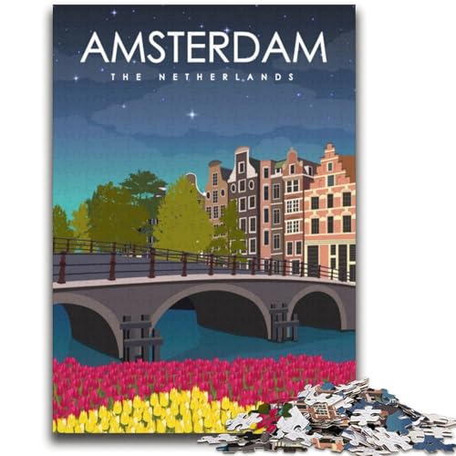 Amsterdam-Reiseposter, 2000-teiliges Puzzle für Teenager, Geschenke, Familienspiel, Stressabbau, schwierige Herausforderung, tolle Geschenke und Spielzeuge, 2000 Teile (70x100cm) von NYANBFKEA