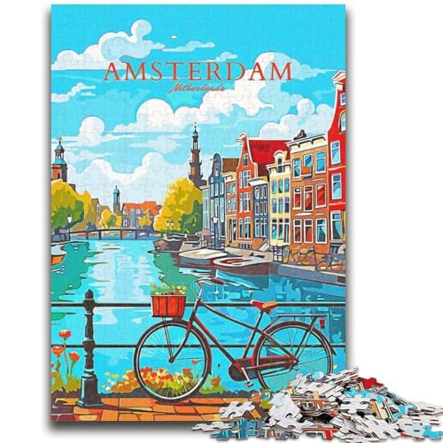 Amsterdam Reisepuzzle 1000 Teile für Teenager ab 14 Jahren, Denksportaufgaben, Familienspiele, Weihnachts- und Geburtstagsgeschenke, 1000 Teile (26x38cm) von NYANBFKEA