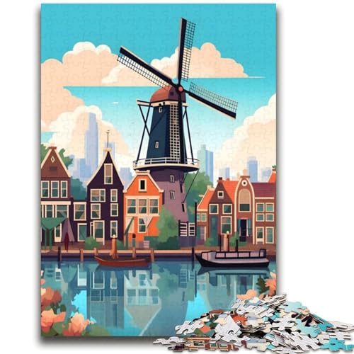 Amsterdam Windmill Travel Puzzle für Erwachsene, 2000 Teile, anspruchsvolles Spiel und Lernspiel für die ganze Familie zum Geburtstag, Weihnachten, 2000 Teile (70x100cm) von NYANBFKEA