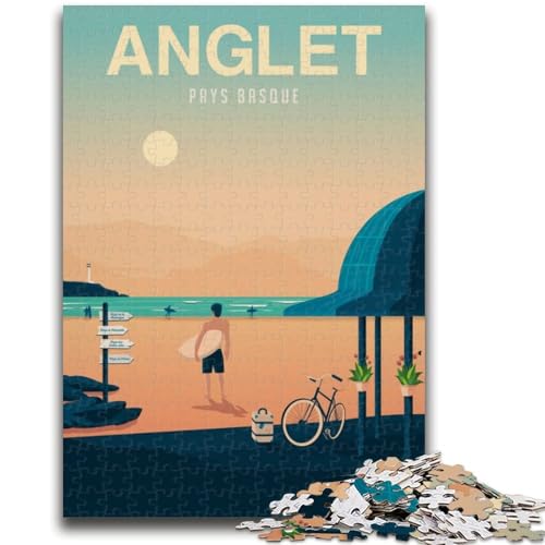 Anglet Beach Cityscape 1000-teiliges Puzzle für Erwachsene und Jugendliche, anspruchsvolles Spielgeschenk, ganze Familie, 1000 Teile (26x38cm) von NYANBFKEA