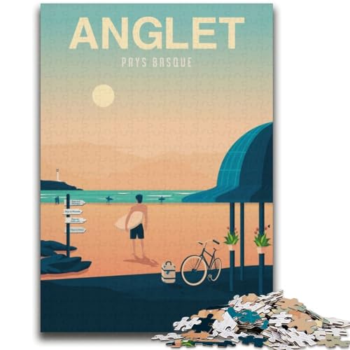 Anglet Beach Stadtbild Puzzle 2000 Teile für Erwachsene Teenager, anspruchsvolles Spiel und Familienspiel Geburtstagsgeschenk, Geschenke, Wandkunst 2000 Stück (70x100cm) von NYANBFKEA