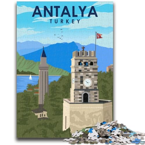 Antalya-Reiseposter-Puzzle für Teenager, 1000 Teile, anspruchsvolles Spiel und Familienspiel mit passendem Poster und Quizblatt, 1000 Teile (50x75cm) von NYANBFKEA