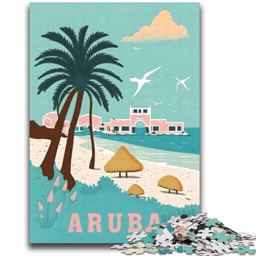 Aruba Island Travel 2000-teiliges Puzzle für Erwachsene und Jugendliche, pädagogisches Spielzeug zum Stressabbau, ganze Familie, 2000 Teile (70x100cm) von NYANBFKEA