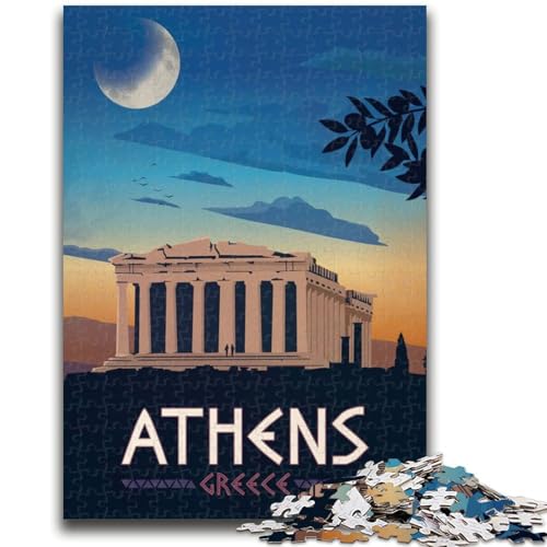 Athen 1000-teiliges Puzzle für Erwachsene, Lernspiele, DIY-Spielzeug mit passendem Poster und Quizblatt für Kinder ab 14 Jahren, 1000 Teile (26x38cm) von NYANBFKEA