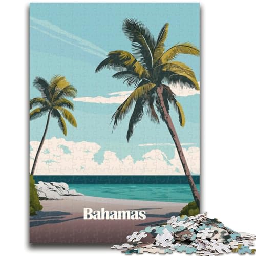 Bahamas Palm Tree Beach Puzzle 1000 Teile für Teenager Geschenke, Familienspiel Stressabbau Schwierige Herausforderung Tolle Geschenke und Spielzeuge 1000pcs (26x38cm) von NYANBFKEA
